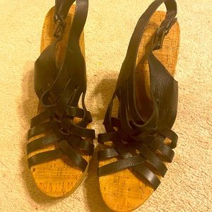 Ralph Lauren cork heel leather sandals